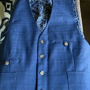 Mens Murano vest vest with blue plaid